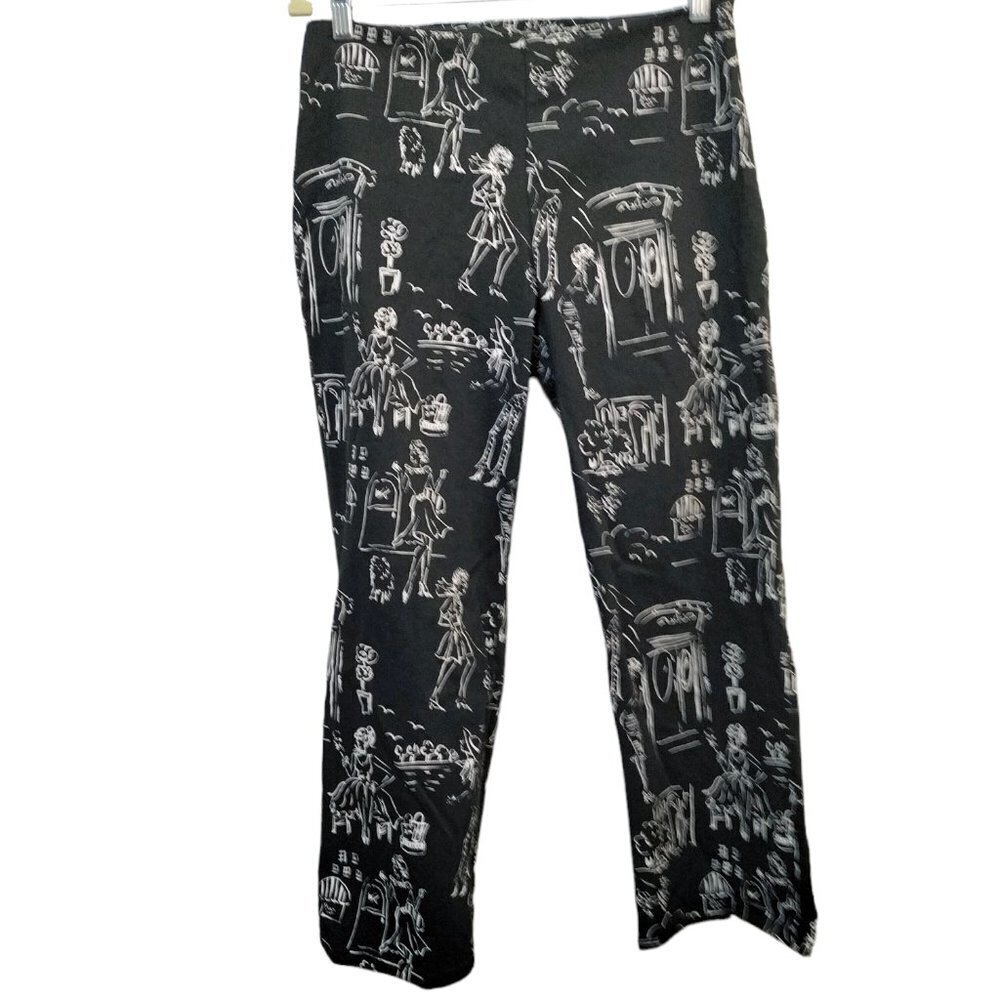 1044) Bentley a. Gtg Black & White All Over Print Ankle Pants Size 8